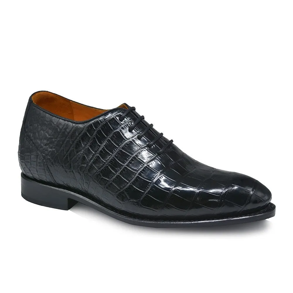 7 CM/2.76 Inches CMR CHAMARIPA Men's Black Alligator Elevator Shoes - Handcrafted Luxury Oxford Shoes