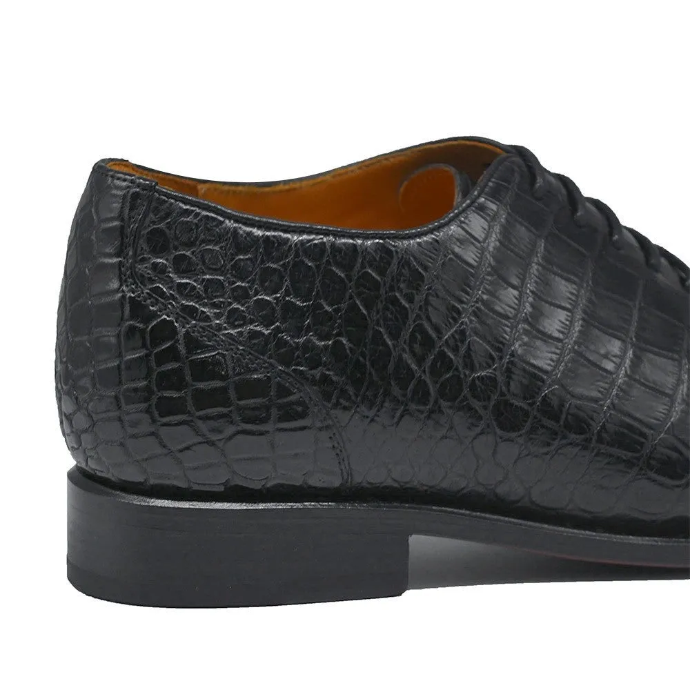 7 CM/2.76 Inches CMR CHAMARIPA Men's Black Alligator Elevator Shoes - Handcrafted Luxury Oxford Shoes