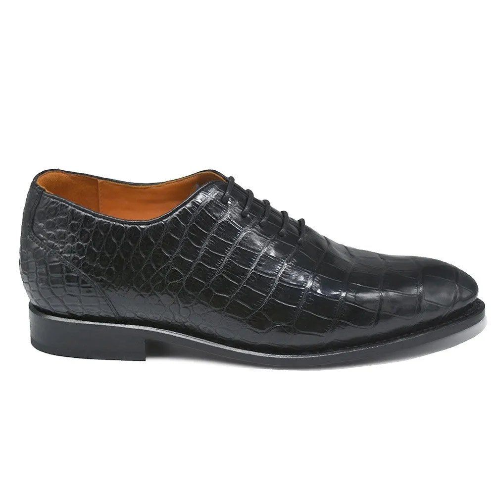 7 CM/2.76 Inches CMR CHAMARIPA Men's Black Alligator Elevator Shoes - Handcrafted Luxury Oxford Shoes