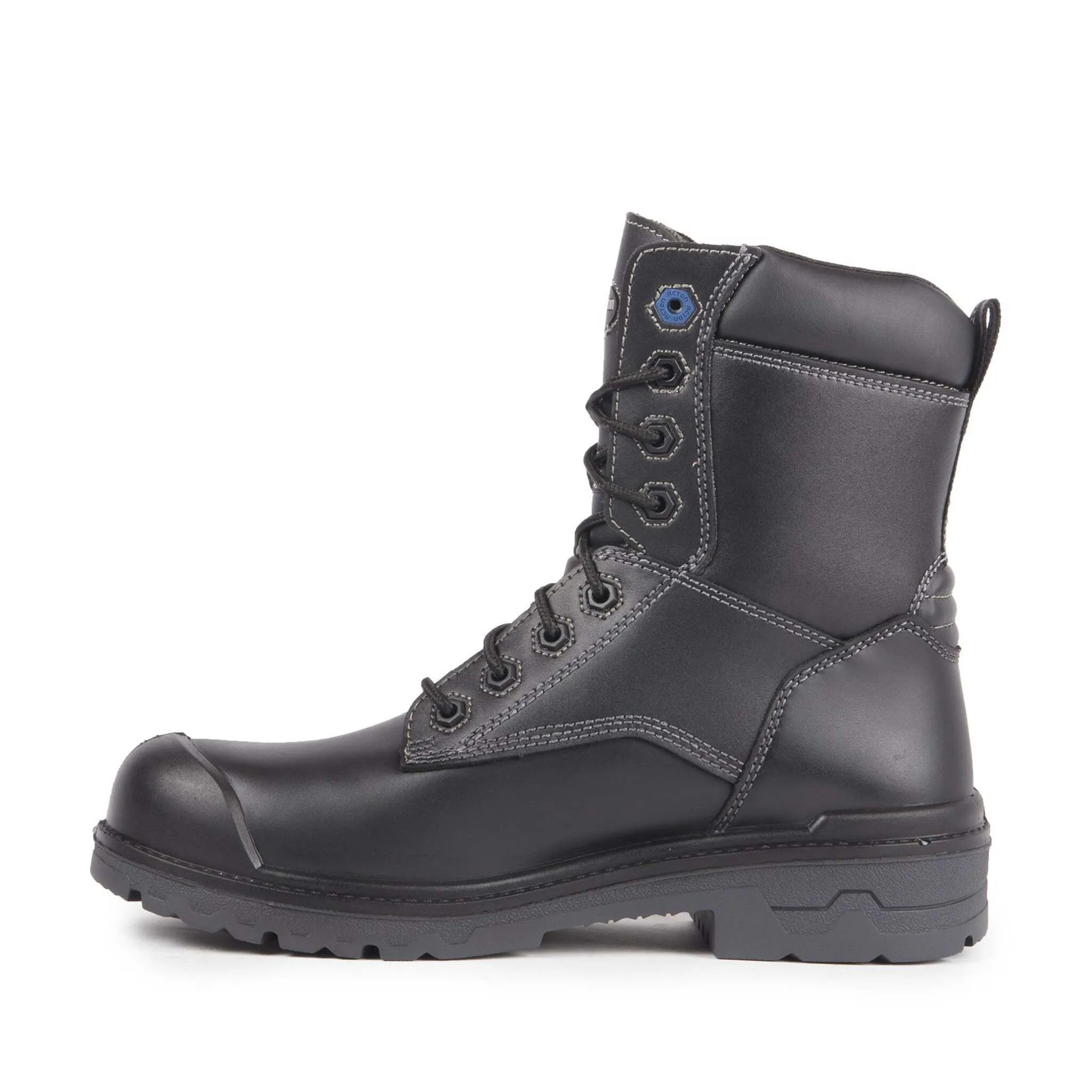 Acton Men's 8" Progum Leather Safety Work Boots - Durable Steel Toe, Waterproof, Puncture-Resistant Plate, Insulated Comfort | Sizes 7-17 | Black
