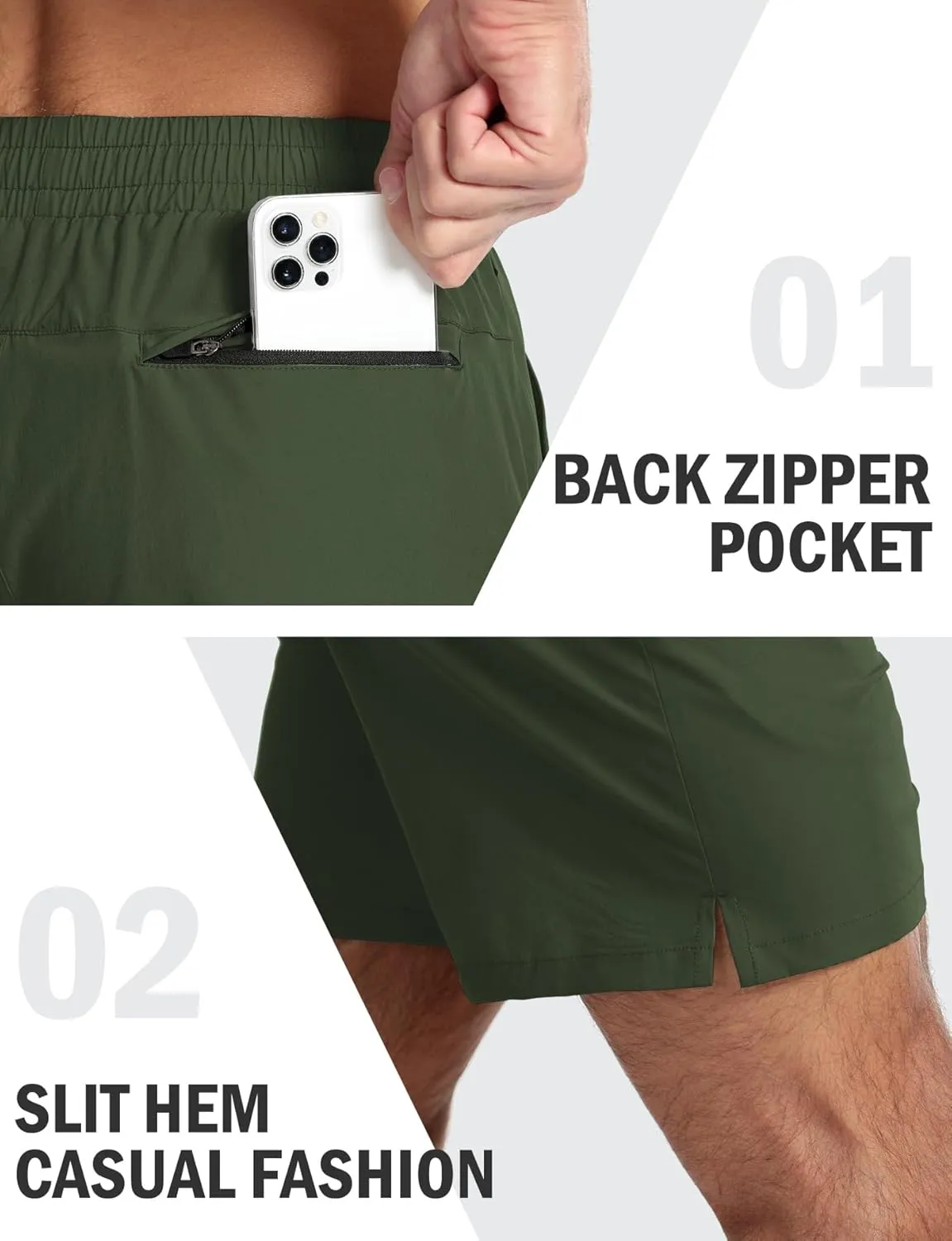 Aolesy Mens Athletic Shorts 7?? Quick Dry Gym Running Shorts with Zipper Pockets Lightweight Workout Shorts