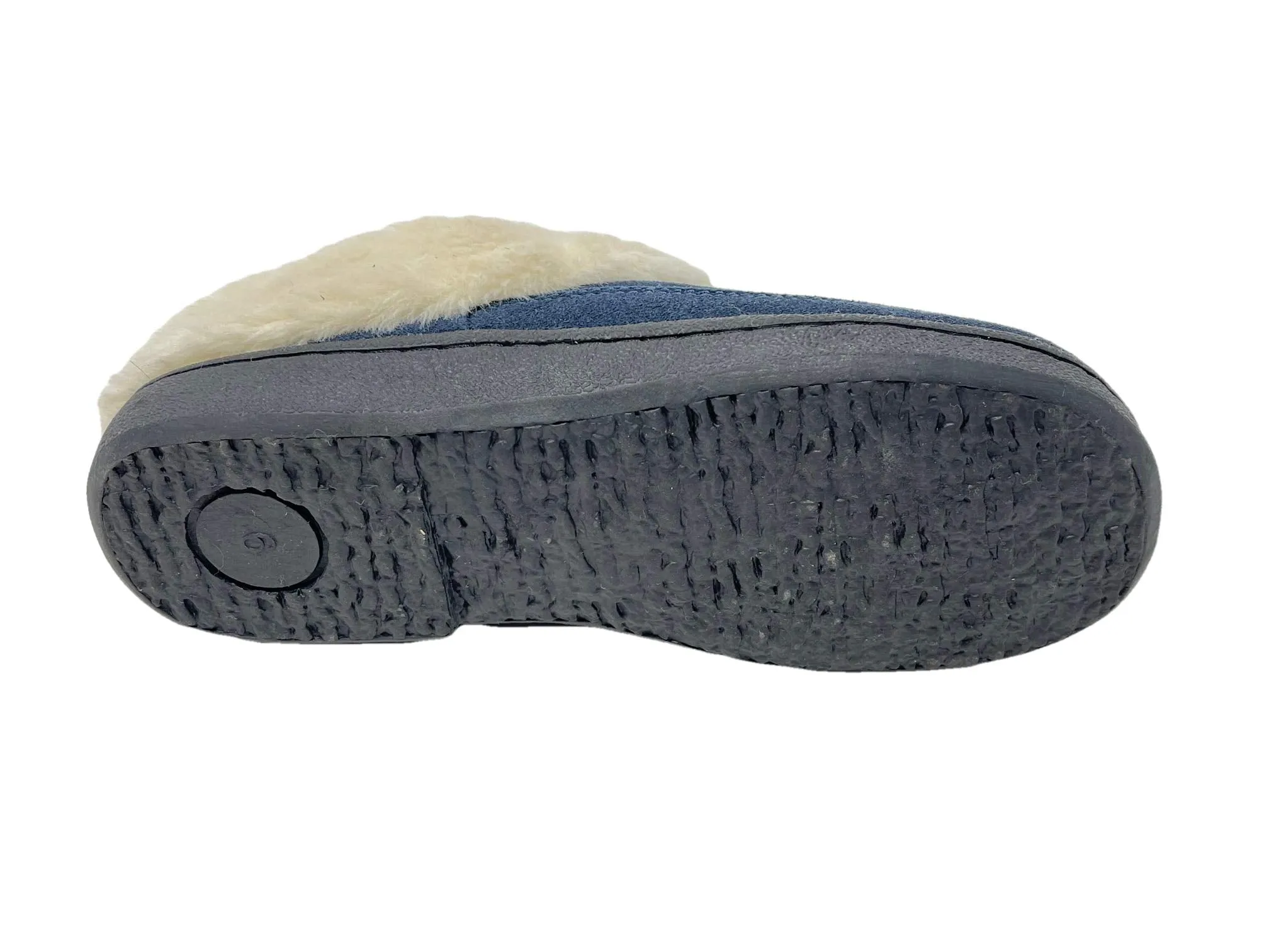 Clarks Scuff Blue Navy Faux Fur Lined Clog Fashion Slip On Warm Cozy Plush Mules