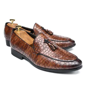 Embossed tassel loafers casual mens slip on loafers
