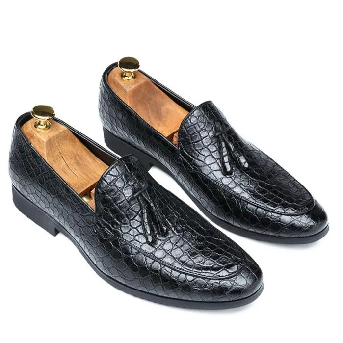 Embossed tassel loafers casual mens slip on loafers