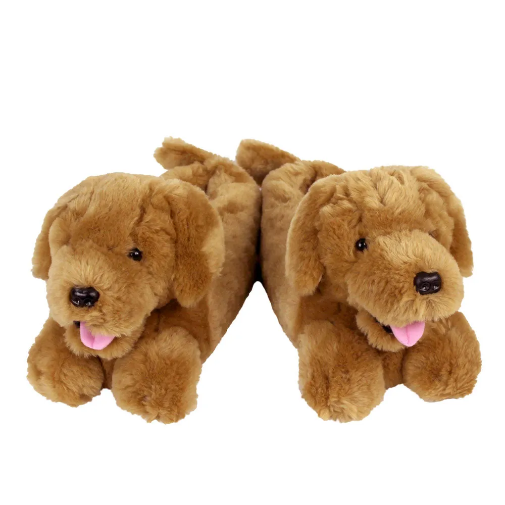 Fluffy Slippers JulesRoche Plush Comfort Golden Retriever Design