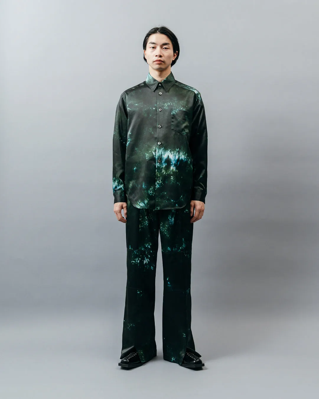 GRAPHIC PRINT REGULAR FIT SHIRT .09【GREEN GEM】