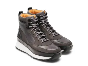 Grey Leather Dreketi High Top Sneaker Boots