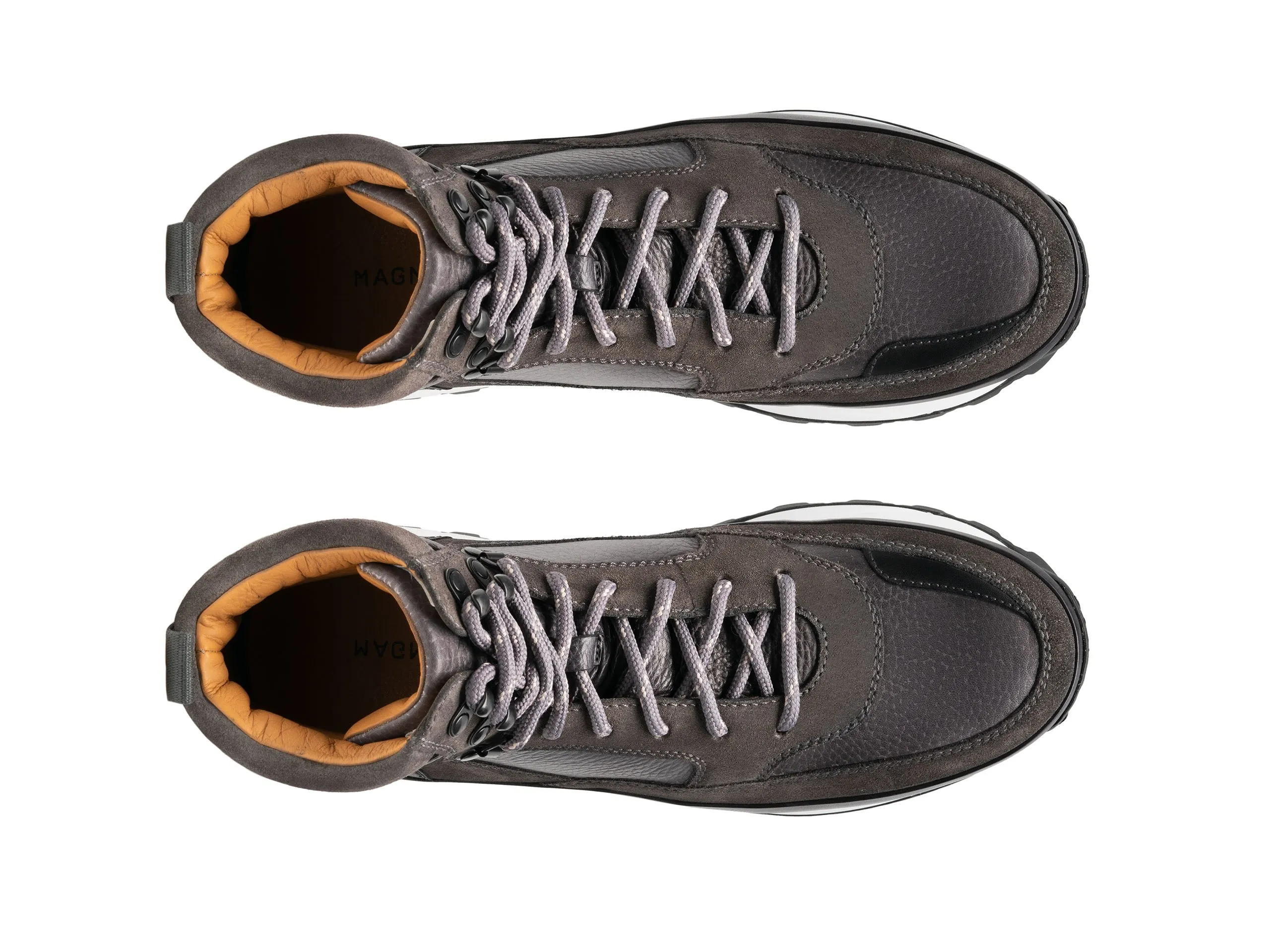 Grey Leather Dreketi High Top Sneaker Boots