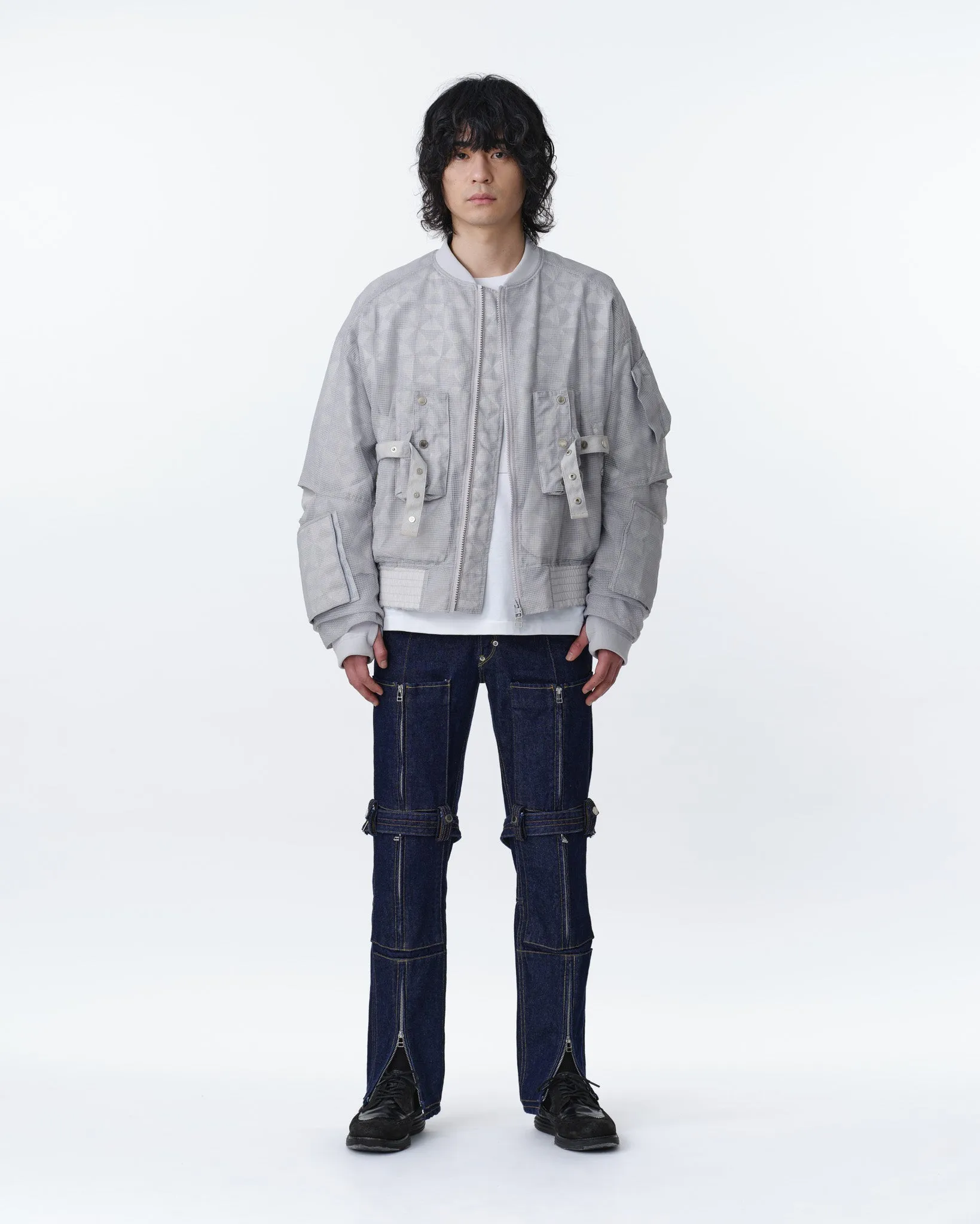 GRID LAYERED BLOUSON .11【L.GREY】