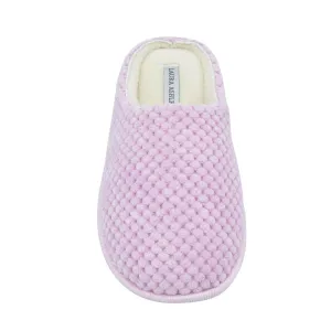 Laura Ashley Ladies Clog Style Spa Slippers with Memory Foam Insole in Gum Drop Pink, Size M