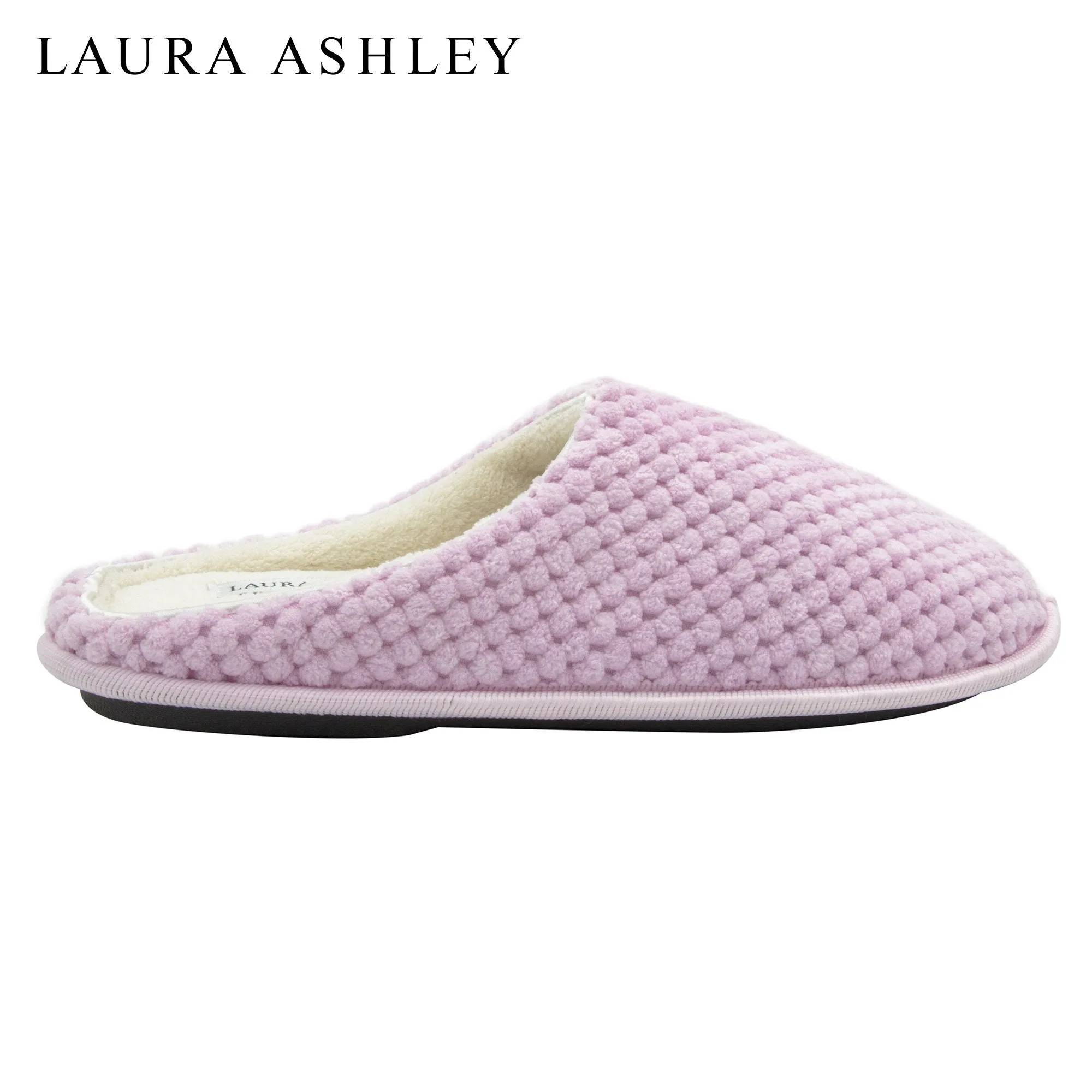 Laura Ashley Ladies Clog Style Spa Slippers with Memory Foam Insole in Gum Drop Pink, Size M