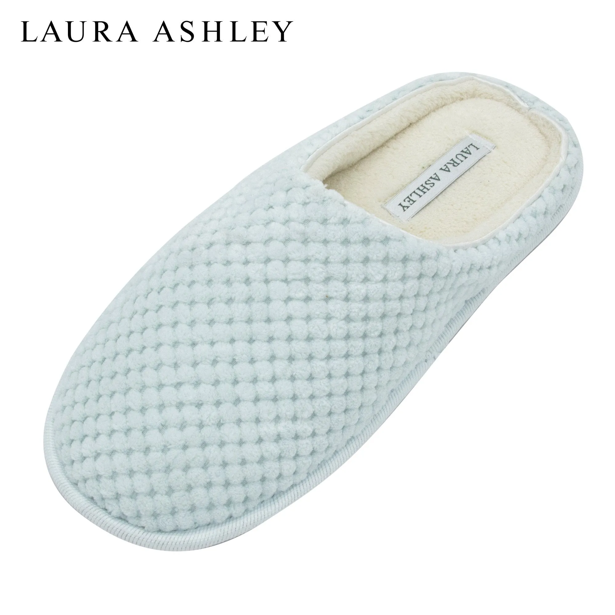 Laura Ashley Ladies Clog Style Spa Slippers with Memory Foam Insole in Sour Apple Green, Size XL