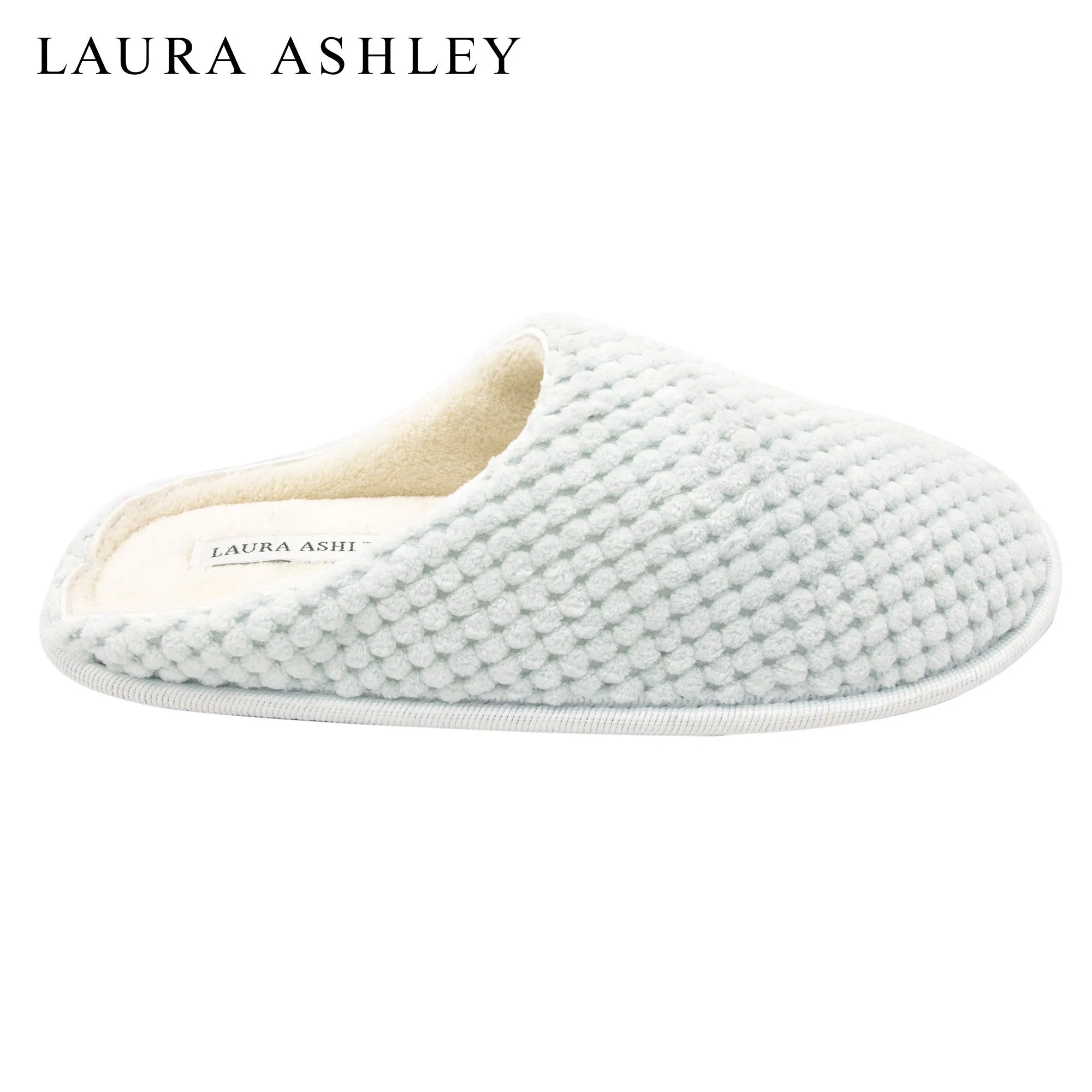 Laura Ashley Ladies Clog Style Spa Slippers with Memory Foam Insole in Sour Apple Green, Size XL