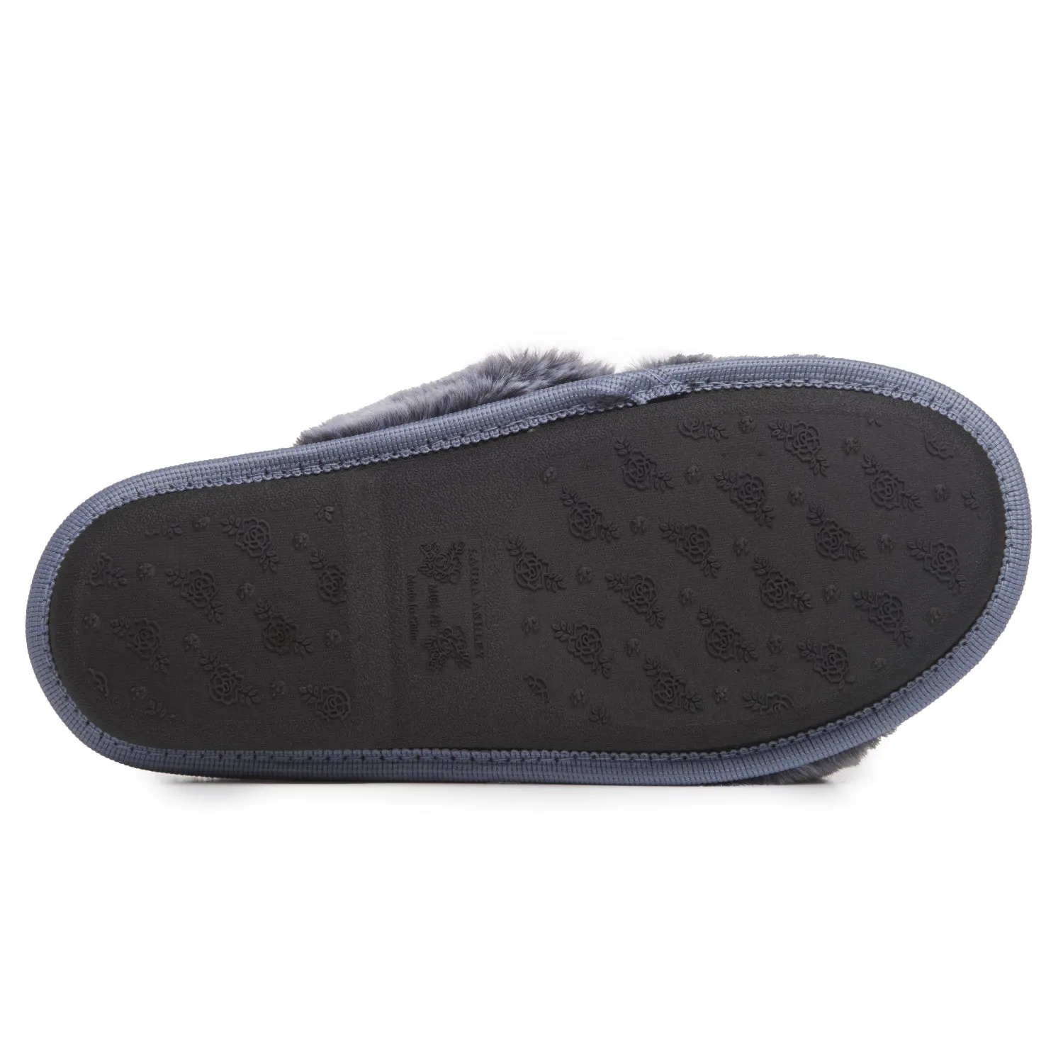 Laura Ashley Women's Faux Fur Plush Open Toe X-Band Slippers, Indoor Outdoor Slip On Criss Cross Slippers for Ladies