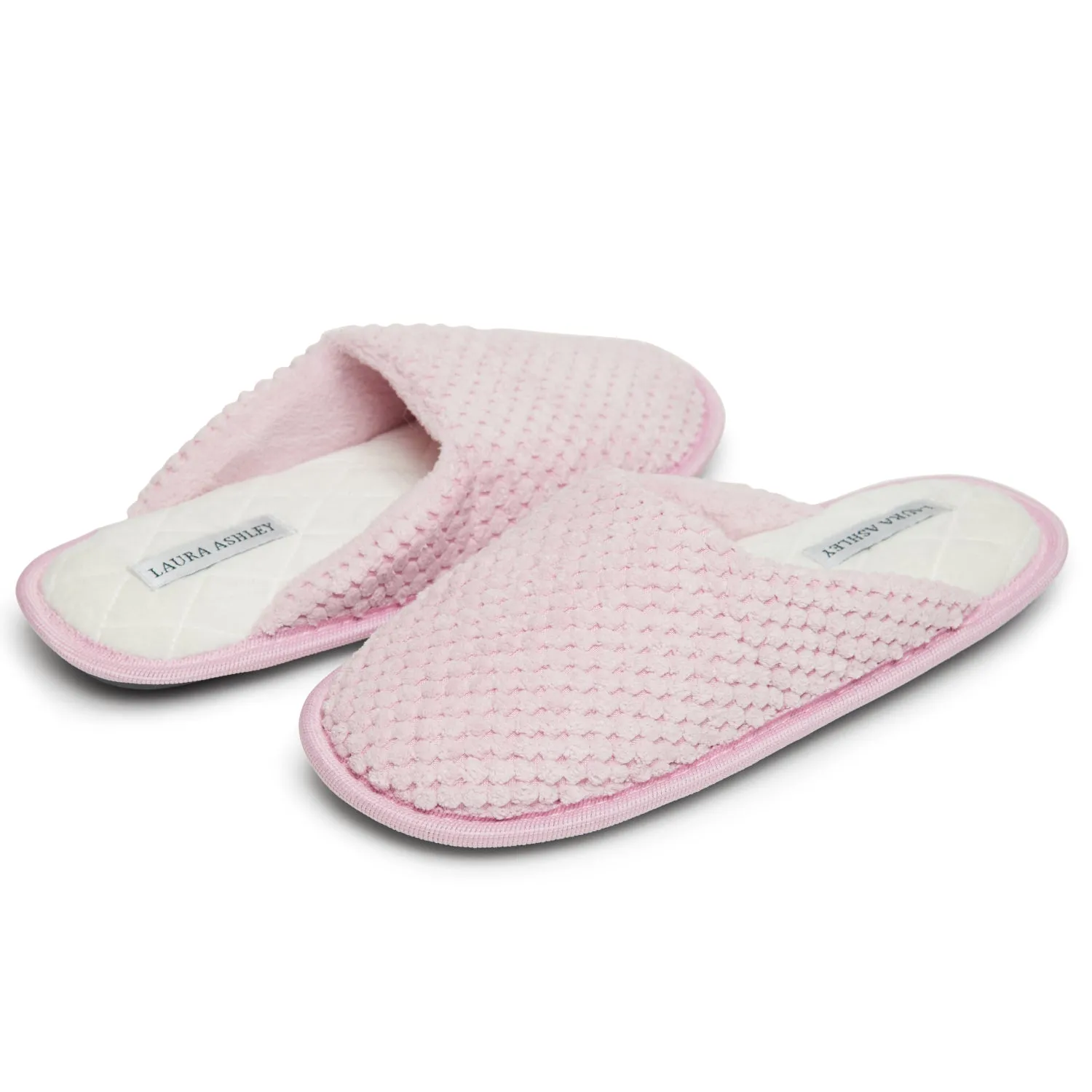 Laura Ashley Women's Open Toe Plush Scuff Slippers | Soft and Warm House Slippers with Cushioned Insole for Ladies