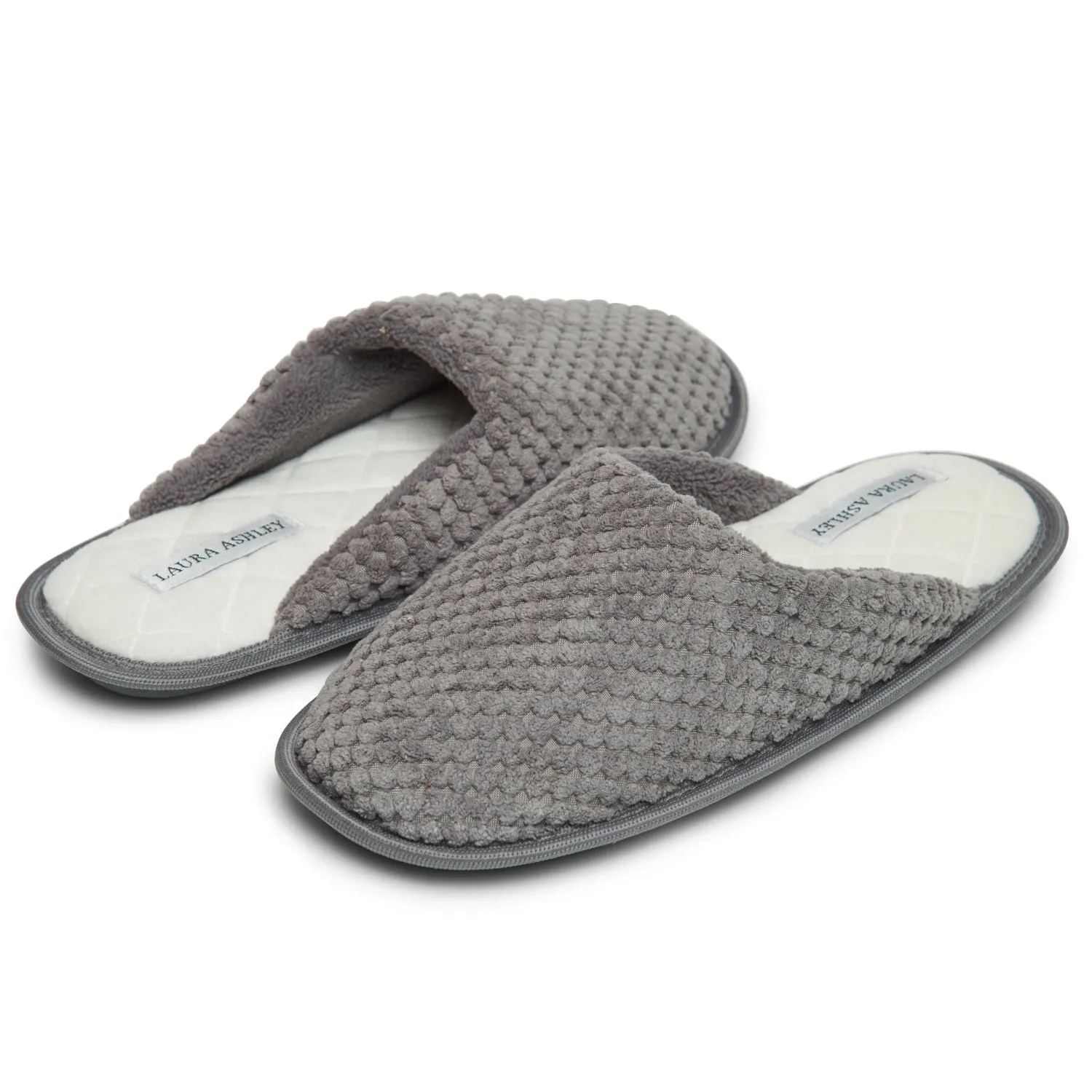 Laura Ashley Women's Open Toe Plush Scuff Slippers | Soft and Warm House Slippers with Cushioned Insole for Ladies