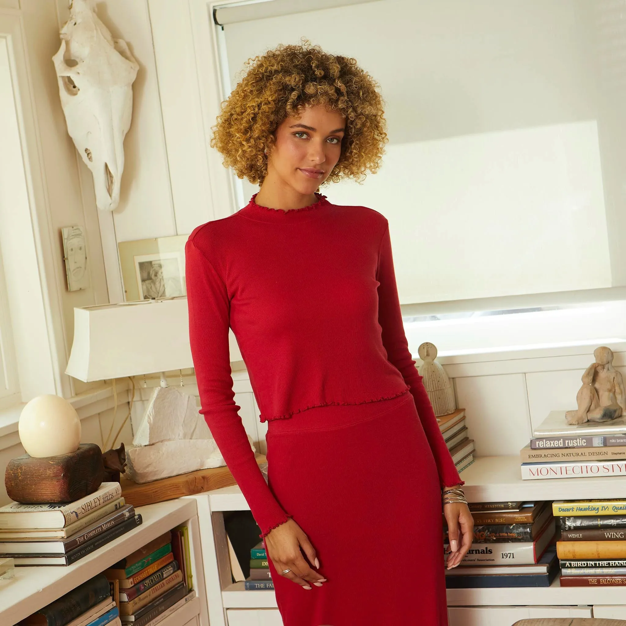 Long Sleeve Funnel Neck - Biking Red