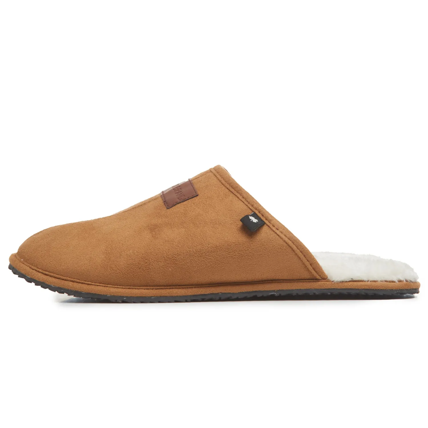 Lucky Brand Micro-Suede Scuff Indoor Slippers for Men with Plush Lining, Black, L