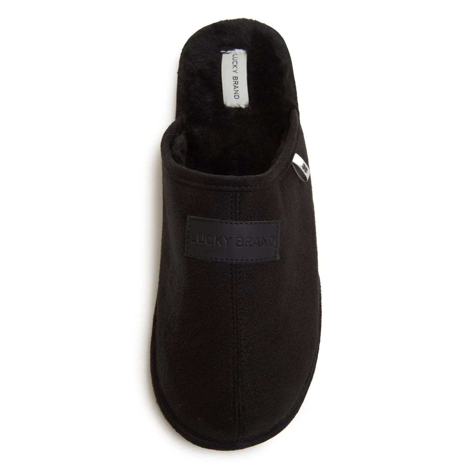 Lucky Brand Micro-Suede Scuff Indoor Slippers for Men with Plush Lining, Black, L