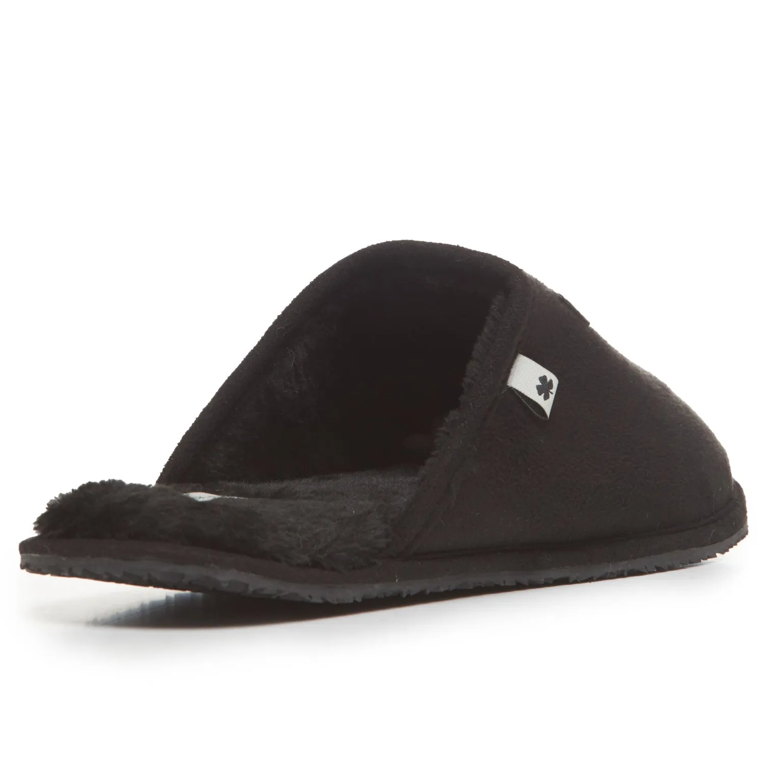 Lucky Brand Micro-Suede Scuff Indoor Slippers for Men with Plush Lining, Black, L