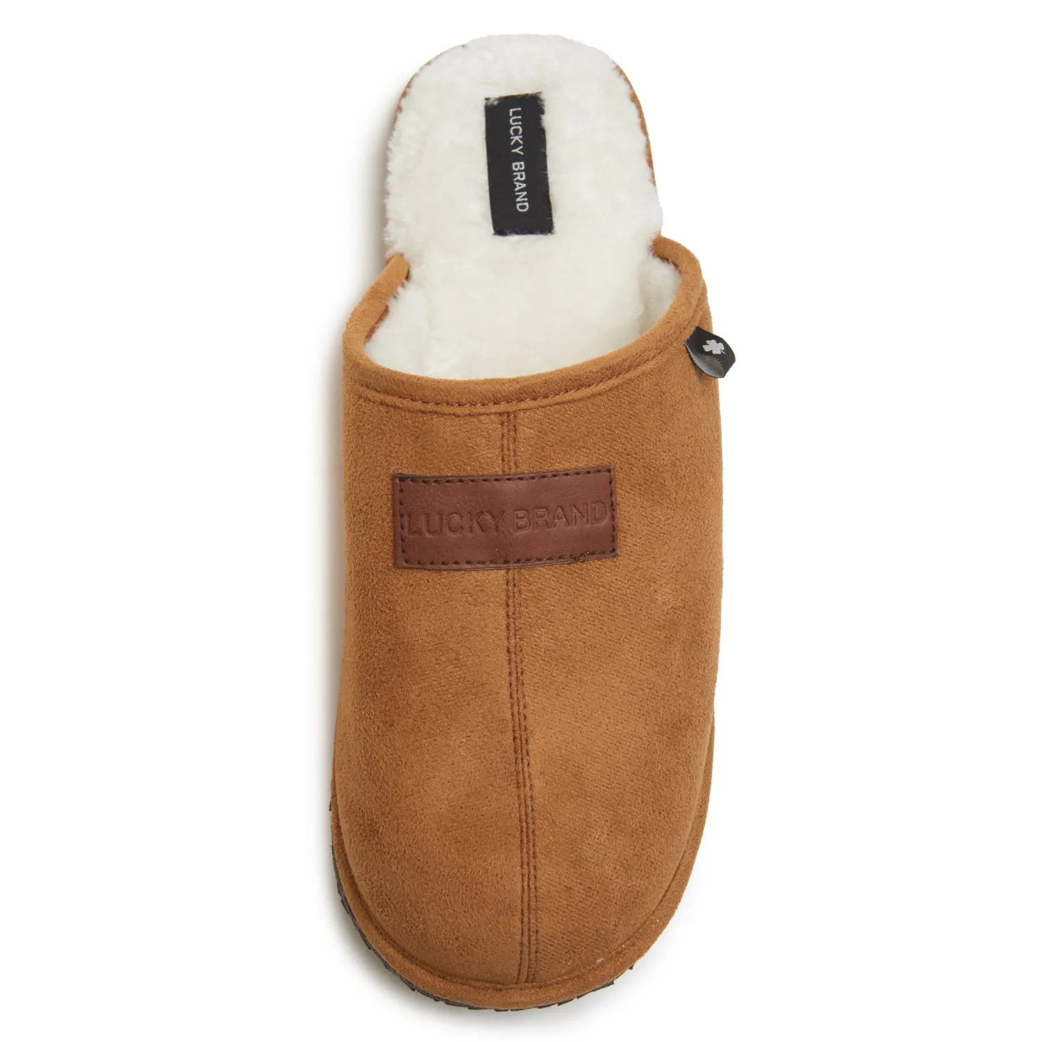 Lucky Brand Micro-Suede Scuff Indoor Slippers for Men with Plush Lining, Black, L