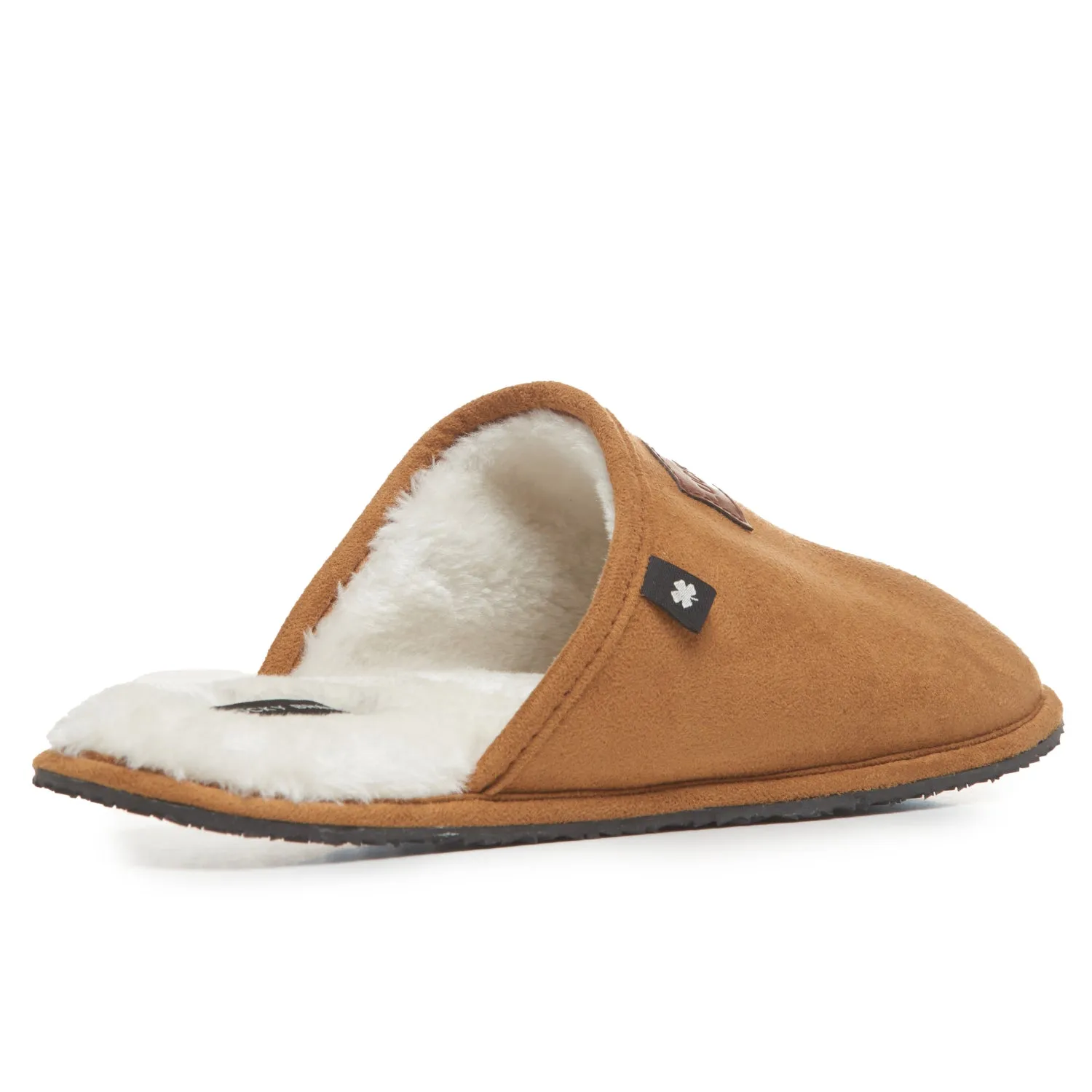 Lucky Brand Micro-Suede Scuff Indoor Slippers for Men with Plush Lining, Black, L
