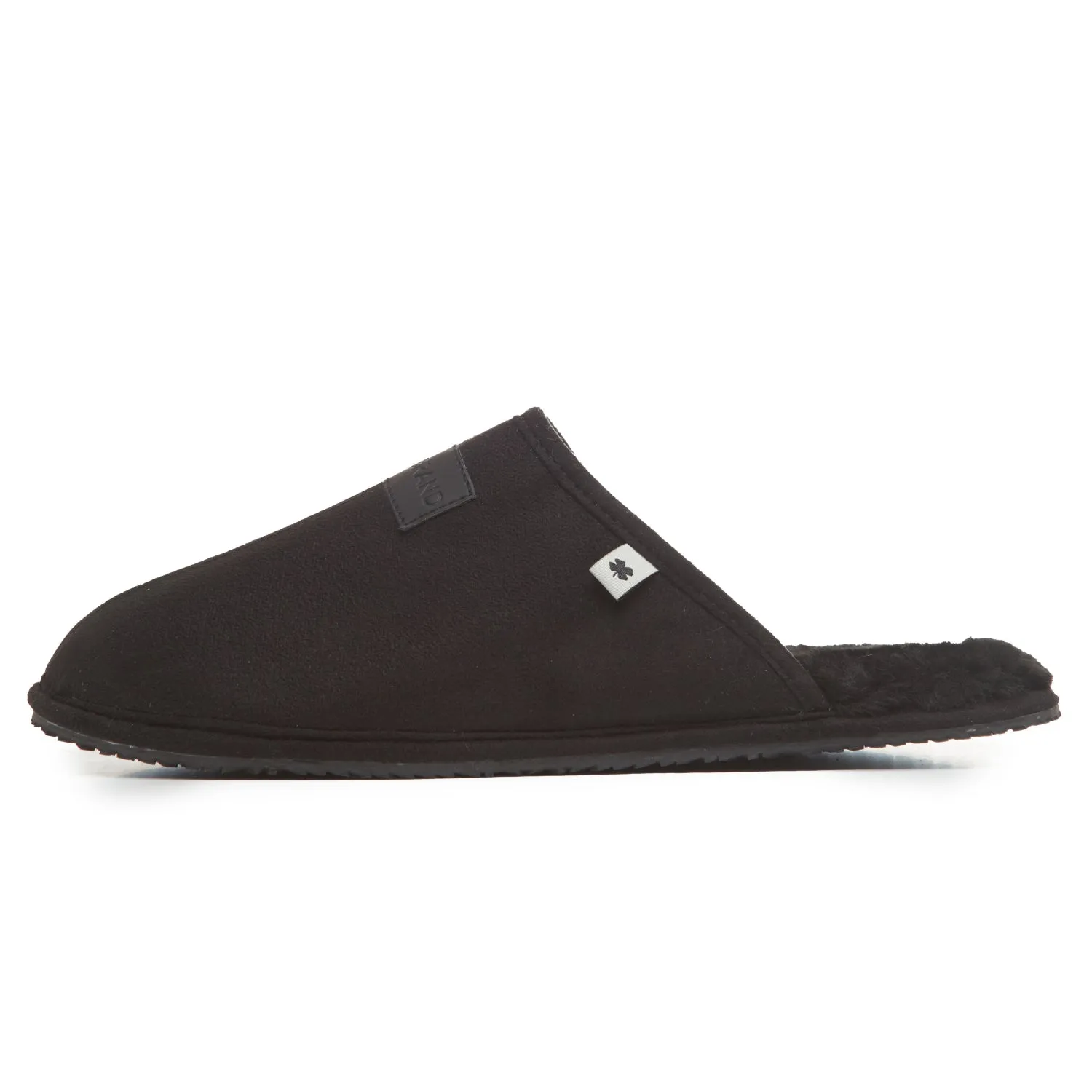 Lucky Brand Micro-Suede Scuff Indoor Slippers for Men with Plush Lining, Black, L