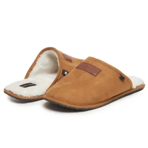 Lucky Brand Micro-Suede Scuff Indoor Slippers for Men with Plush Lining, Black, L