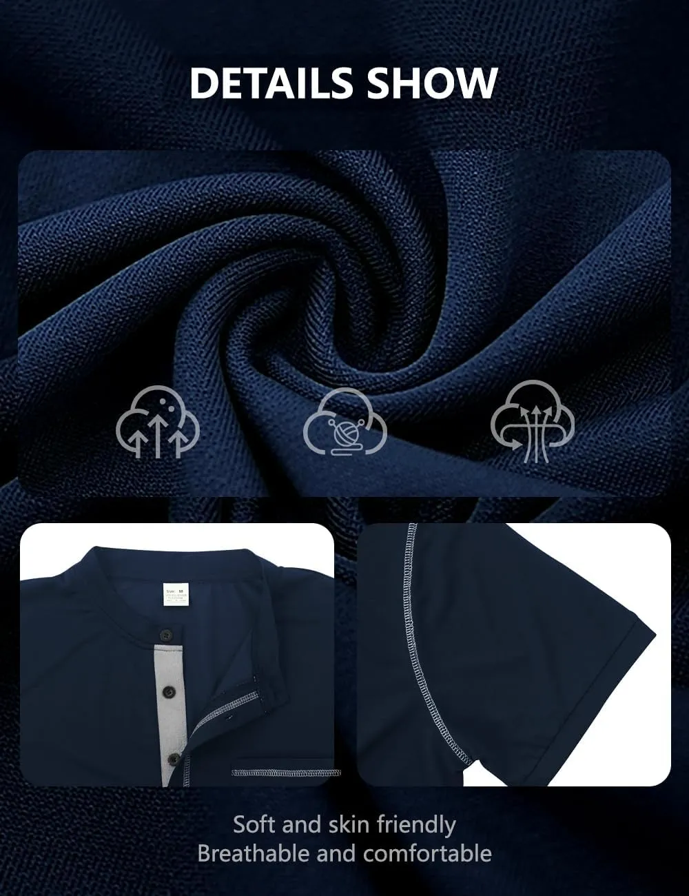 Men's Henley Shirt Short Sleeve T-Shirt Casual Top Pullover Summer Lightweight Tee Shirts with Button