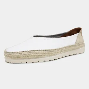 Noelia White Leather Espadrilles