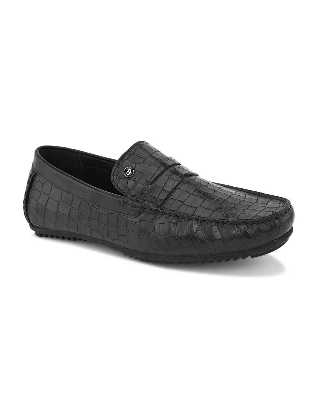 PELLE ALBERO Men's Black Slip On Casual Loafer