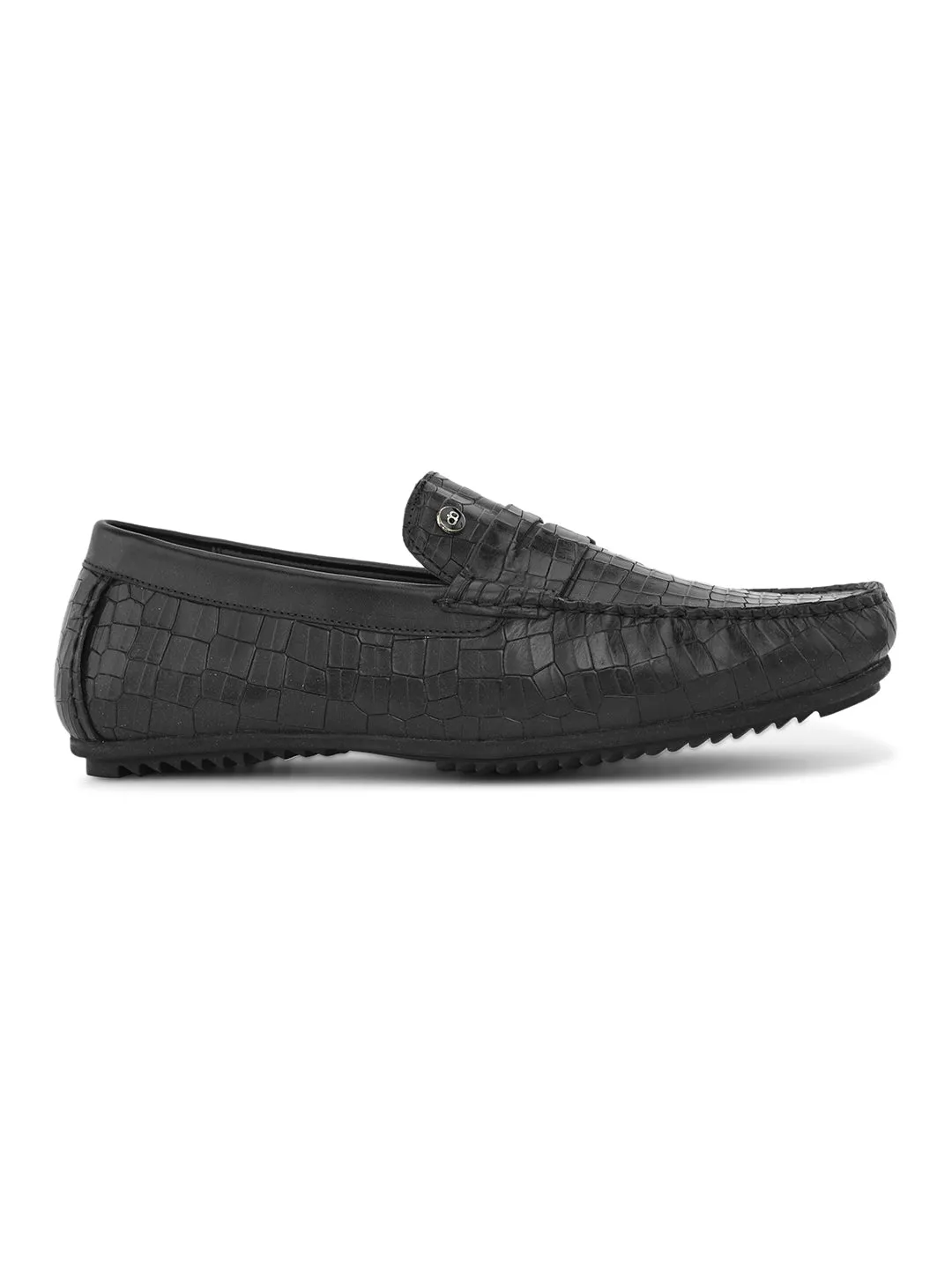 PELLE ALBERO Men's Black Slip On Casual Loafer