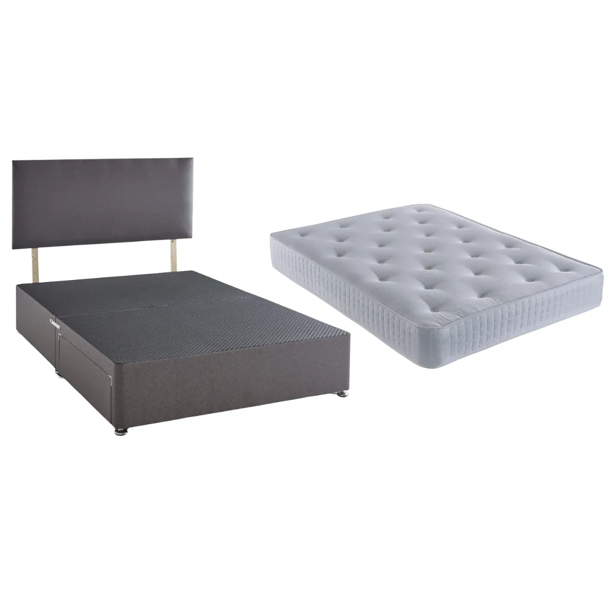 Pocket Spring Divan Bed Set - includes Mattress & Headboard & 2 Drawers