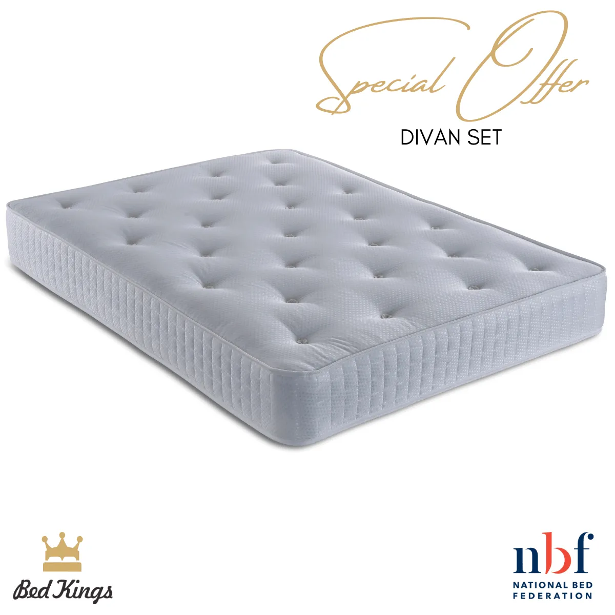 Pocket Spring Divan Bed Set - includes Mattress & Headboard & 2 Drawers