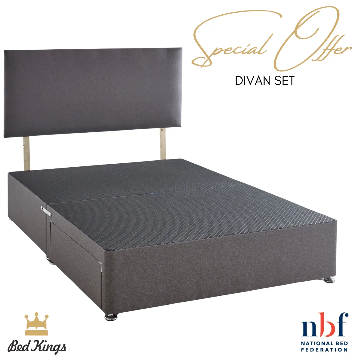 Pocket Spring Divan Bed Set - includes Mattress & Headboard & 2 Drawers