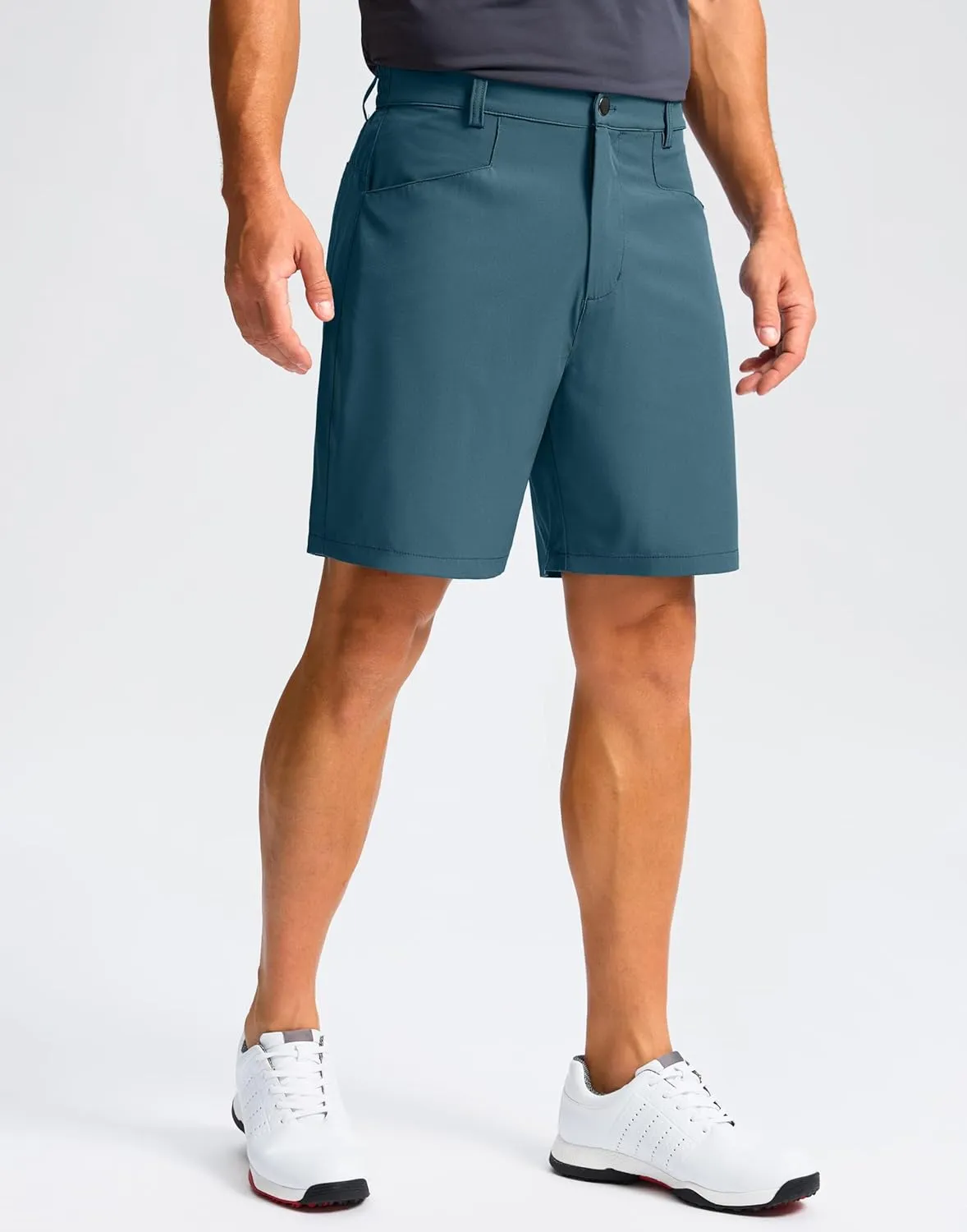 Pudolla Men's Casual Golf Shorts 7" Lightweight Stretch Flat Front Work Dress Shorts for Men with Pockets