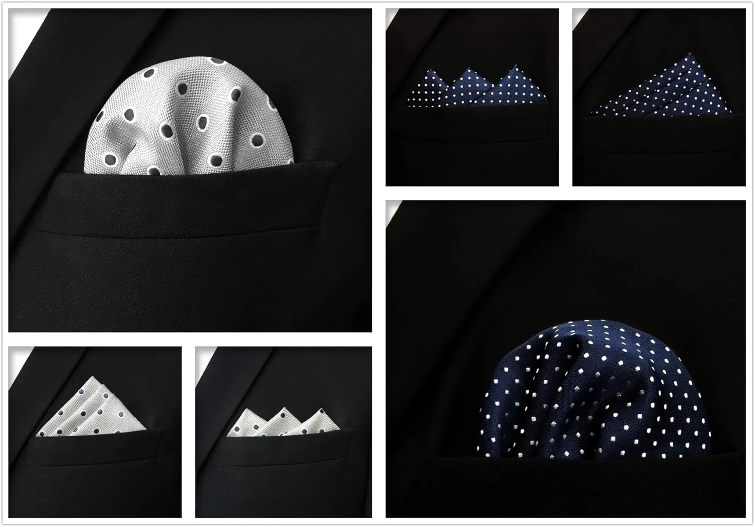 SHLAX&WING 5 Pieces Assorted Mens Silk Pocket Square Set Handkerchiefs