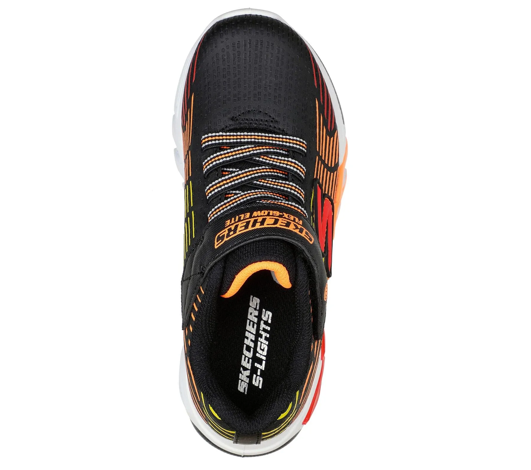 Skechers Kids S Lights Flex Glow Elite Trainers - Navy / Orange
