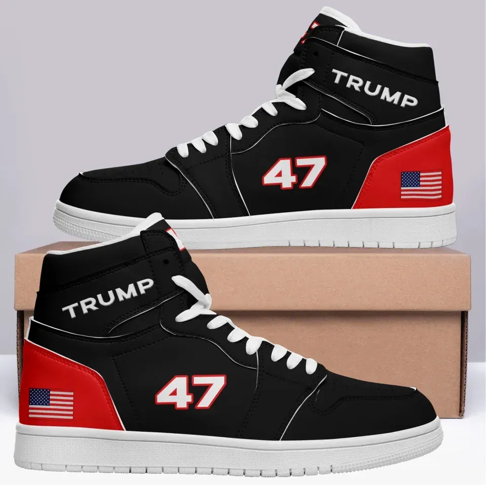 Unique Gift,Personalized 47 Trump Sneakers, Custom Colorful High Top Shoes, Stylish Shoes