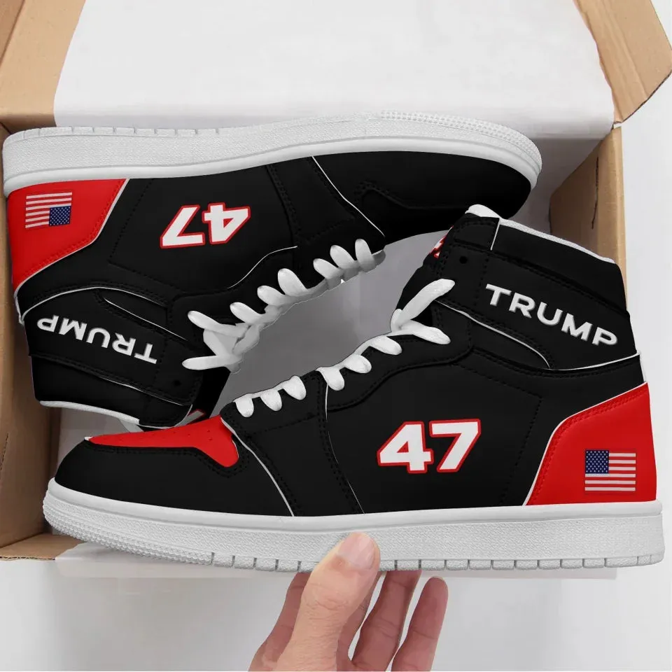 Unique Gift,Personalized 47 Trump Sneakers, Custom Colorful High Top Shoes, Stylish Shoes