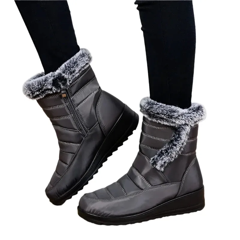 Waterproof Women's Winter Snow Boots 2024 – Warm Faux Fur Ankle Boots, Thick Plush, Non-Slip Cotton Boots for Women