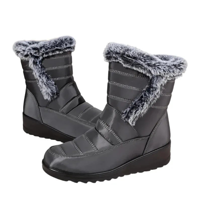 Waterproof Women's Winter Snow Boots 2024 – Warm Faux Fur Ankle Boots, Thick Plush, Non-Slip Cotton Boots for Women