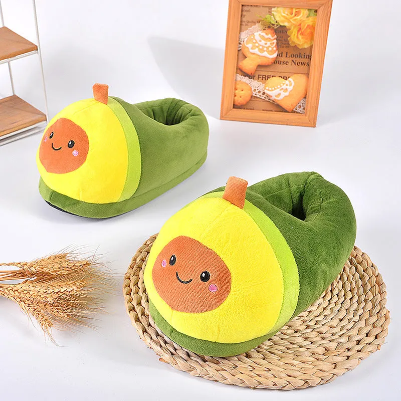 Wholesale Avocado Indoor Warmer Cotton Plush Slippers