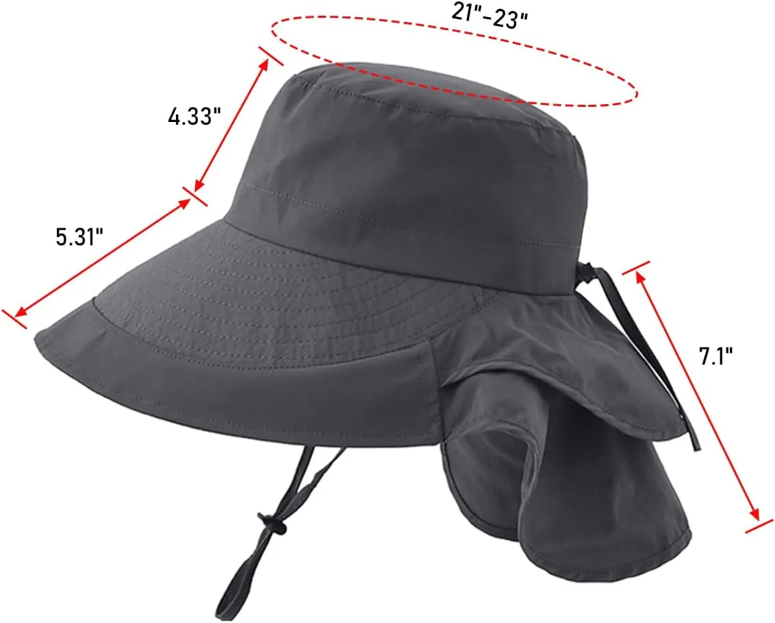 Womens Sun Hat UPF 50  Wide Brim and Ponytail Hole, Hiking Safari Hat with Neck Flap??
