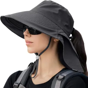 Womens Sun Hat UPF 50  Wide Brim and Ponytail Hole, Hiking Safari Hat with Neck Flap??