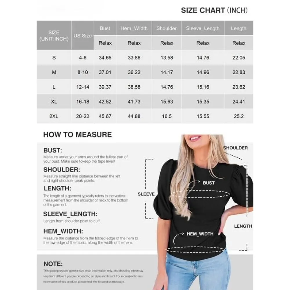 Women's Trendy Puff-Sleeve Top - Soft & Breathable Slim Fit-White